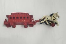 Cast Iron Doorstop Horse Drawn Hometown Trolley Red  picture