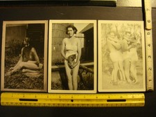 Vtg Oddity 1940s WWII 3 Photo Women Male Sailors 1 Leg Pussycat Nude Beefcake NR picture