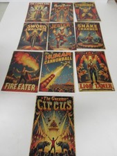 New Set Of 10 Big Top Circus Performers Poster Image Cards 5 3/4 x 4