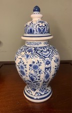 Vintage Oud Delft 655 Ginger Jar Lidded Urn Blue White Holland 11