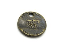 Vintage Abercrombie & Fitch Brass Tag Charm Pendant Fob Orig. Issue N.Y. 92 picture