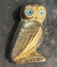 Reduced Vtg Miniature 1” Solid Bronze OWL Figuerine W/letters At Base picture