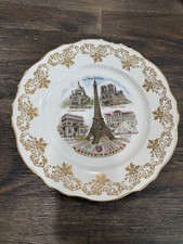 Vintage Eiffel Tower Souvenir Limoges France Plate 10” Round picture
