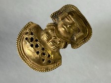 RARE PRE-COLUMBIAN TAIRONA TUMBAGA HUMAN EFFIGY PENDANT W/ COA, SOUTH AMERICA picture