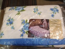 Vintage AMC Screen Printed Floral Fantasy 100% Cotton Blanket Made In USA picture
