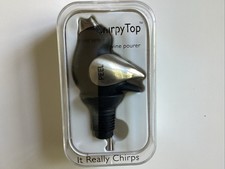 NEW Chirpy Top Wine Pourer (Chirps While You Pour) Black & Chrome Silver Bird picture