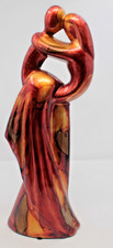 Abstract Romantic Couple Embrace Sculpture Statue Red Gold Modern Decor 15” picture