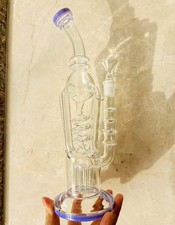 lavender Helix Coil tree bong Recycler rig Glass Water pipe 13