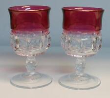 Indiana Glass Ruby Red Flash Kings Crown Thumbprint Pair of Cordials picture