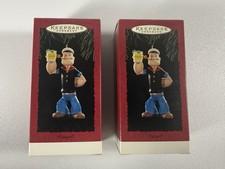 VTG Hallmark Keepsake Popeye Christmas Ornaments Lot of 2 Spinach Sailor 1994 picture