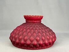 Vintage Ruby Red Satin Glass Diamond Quilted Oil Lamp 10