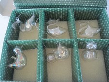 Swan & Bird Glass Blown Ornament W/ Box Set 6 picture