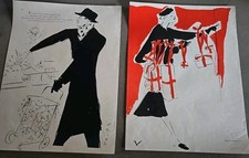 Two 1949 Marcel Vertes Men's Women's Fashion Art Clipping Pages ad picture