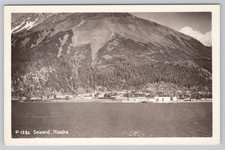 Vintage Seward Alaska Postcard Real Photo c1940 Harbor Waterfront Town View RPPC picture
