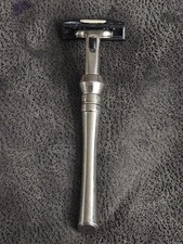 Vtg HTF Gillette Atra Deluxe Safety Razor Handle Diecast 3-Ring Metal picture