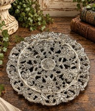 Vintage Godinger Silver Plated Grapevine Trivet Grape Leaf Ornate Footed picture
