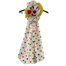 Vintage Handmade Clown Shelf Sitter Heart Print Folk Art Primary Colors Kitsch picture