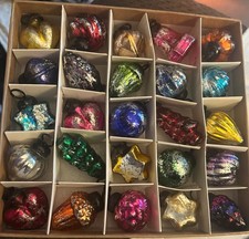 25 Pieces Retro Vintage Glass Christmas Tree Ornaments Hanging Decor Set picture
