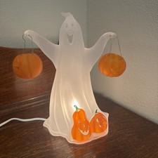 Vintage JC Penney Halloween Ghost Light With Pumpkins Home Decor Lamp  picture