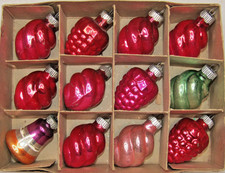 Lot VTG Glass Assorted Embossed BERRY TWISTER BELL Christmas Ornament Shiny Brit picture