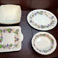 4 PCS WEDGWOOD OF ETRURIA & BARLASTON - ENGLAND - JEFFERSON VINE - PLATTER, BOWL picture