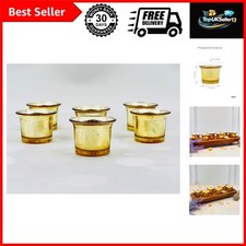 Set of 6 Metallic Gold Glass Tealight Candle Holders – Vintage Votive Holders... picture