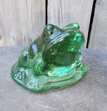 Vintage Vaseline Wilkerson UV Green Frog Figurine Statue Shines Art Glass Rosso picture