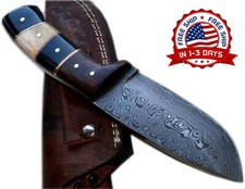 Cuchillo de acero de Damasco hecho a mano y personalizado con funda NUEVO US picture