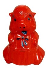 Vintage Plastic Red Piggy Pig Bank 4