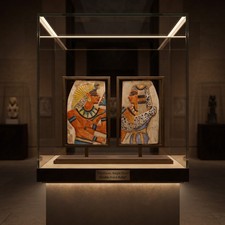 Double sided relief panel featuring royal figures of ancient Egypt, Egyptian art picture