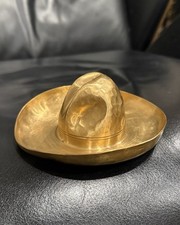 True Vintage Fred Harvey Signed Hand Hammered Copper Cowboy Hat Western Ashtray picture