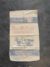 Vintage Eshelman Red Rose Chicken Hen Crumbled Poultry Feed 100 lb Feed Sack Bag picture