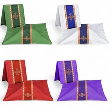 Set of 4 Silk Burse & Chalice Veil Sets – Embroidered Floral & Cross Design picture