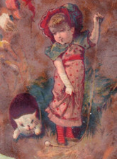 1882 Robert Gair & Co. Victorian Trade Cards Girls & Cat Horse Dog Lot Of 4 #7D picture