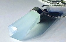 The Stone Of Luck: Untreated Raw Aquamarine Crystal Necklace Natural Specimen picture