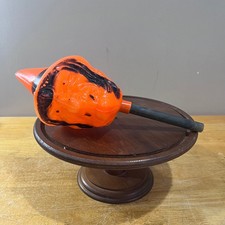 Vtg Bayshore Blow Mold Witch Head Shaker Halloween Orange Noise Maker MCM picture