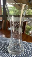 Vintage Etched Floral Vase With Etched Scalloped Rim picture