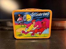 Thermos Scooby-Doo Vintage Metal Lunchbox Orange 1970s Cartoon Art Collectible picture