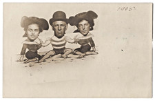 1905~STUDIO PROP REAL PHOTO PC~NOVELTY~EDWARDIAN BEACH BATHING BEAUTIES & MAN picture