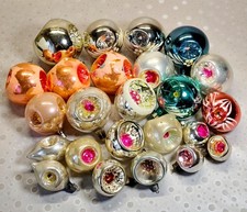 Vintage glass indent christmas ornaments, reflector dimple baubles, mercury picture