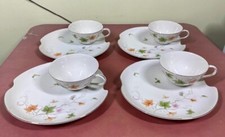 Vtg Set of 8 Summit Fine China Japan Tea Cup & Snack/Luncheon Plate Silver Trim* picture