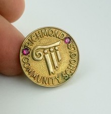Richmond Virginia Community School Pin SGF Silver Gold Filled Pink Gemstone picture