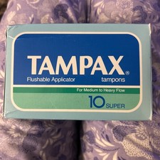 Vintage Tampax Box 1988 With 8 tampons Medium to Heavy Flow flushable applicator picture