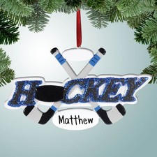 Personalized Hockey Sticks Christmas Ornament picture