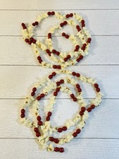 VTG Hard Plastic Popcorn And Red Berries Christmas Tree Garland 11 Feet Total picture
