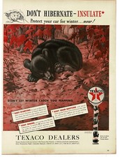 1939 Texaco Dealers Bears on sign hibernating bear Vintage Print Ad picture