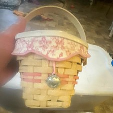 Longaberger Small Square Handwoven Storage Basket w/ Lid Handle Liner ACS 2001 picture