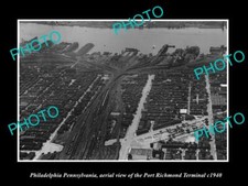 OLD LARGE HISTORIC PHOTO OF PHILADELPHIA PA AERIAL VIEW OF PORT RICHMOND c1940 picture