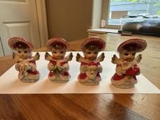 Vintage Thames Japan Ceramic Christmas Shopper Girls, Angels Set picture