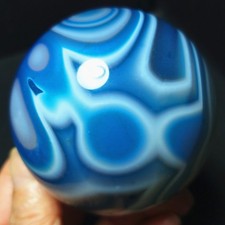 RARE 387.5g Natural Polishing Banded Agate Crystal Ball Healing AC1285 picture
